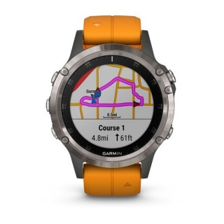 Garmin Fenix 5 Plus Sapphire Titanium with Solar Flare Orange Band