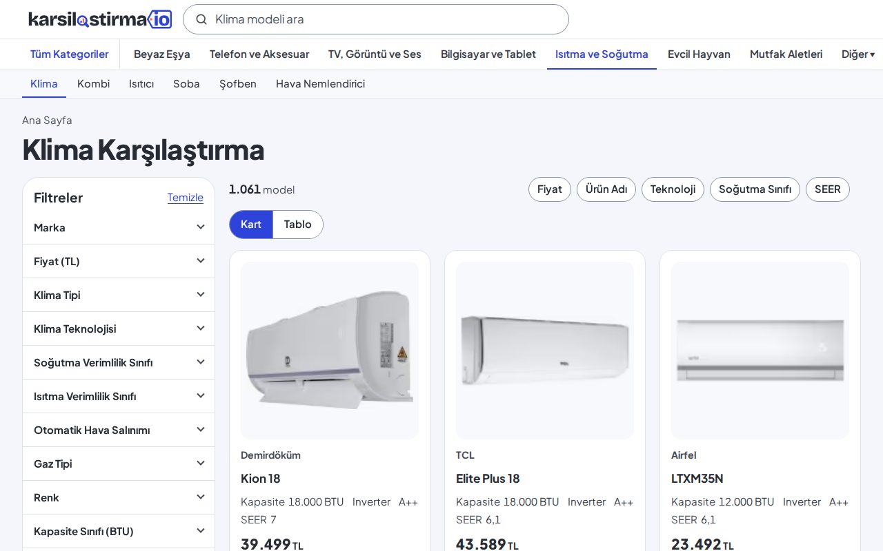 Klima Karşılaştırma