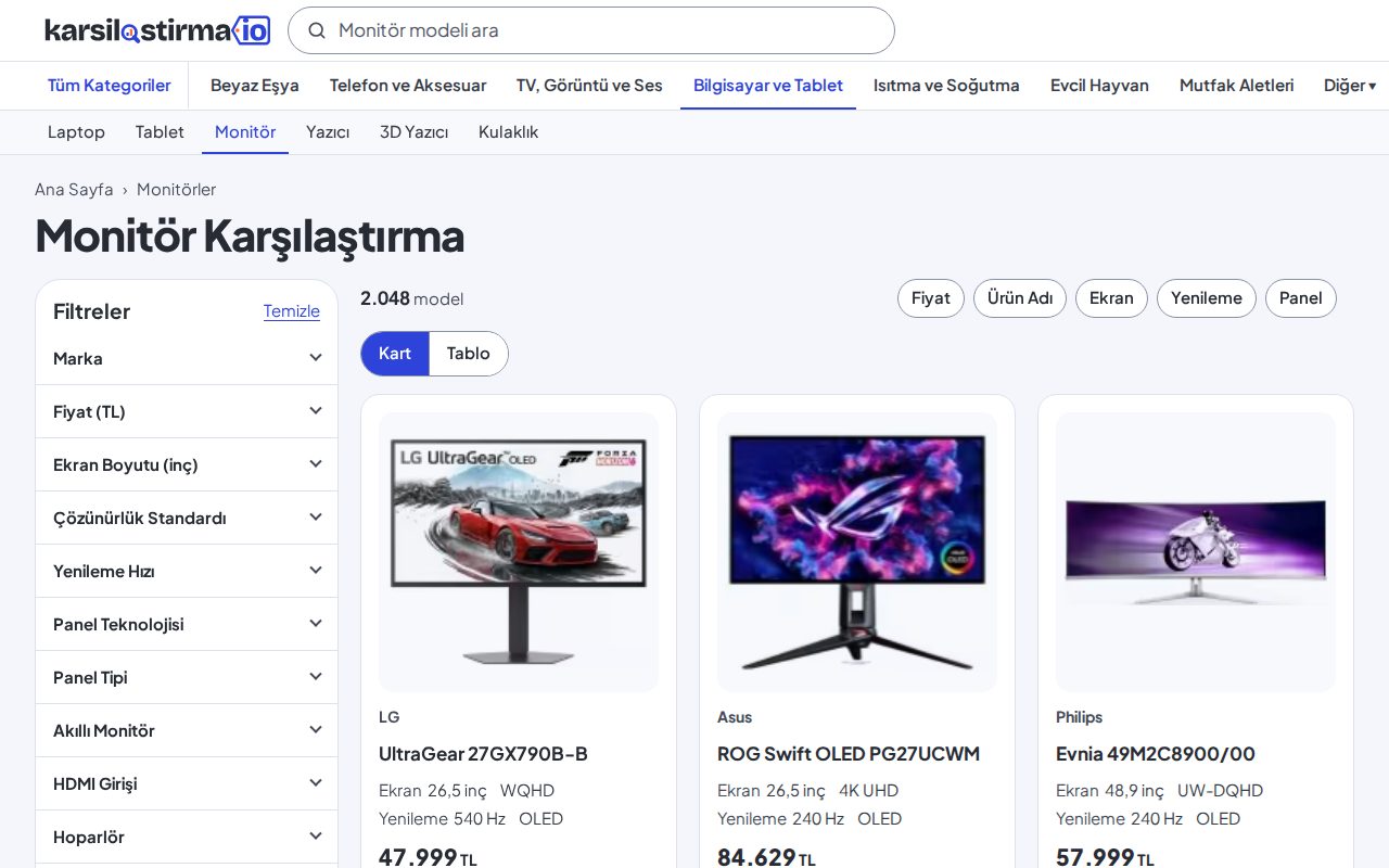 Monitör Karşılaştırma